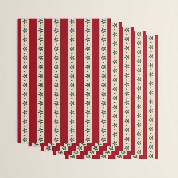 Red Stripes And Flowers Wrapping Paper Gallery Image 3