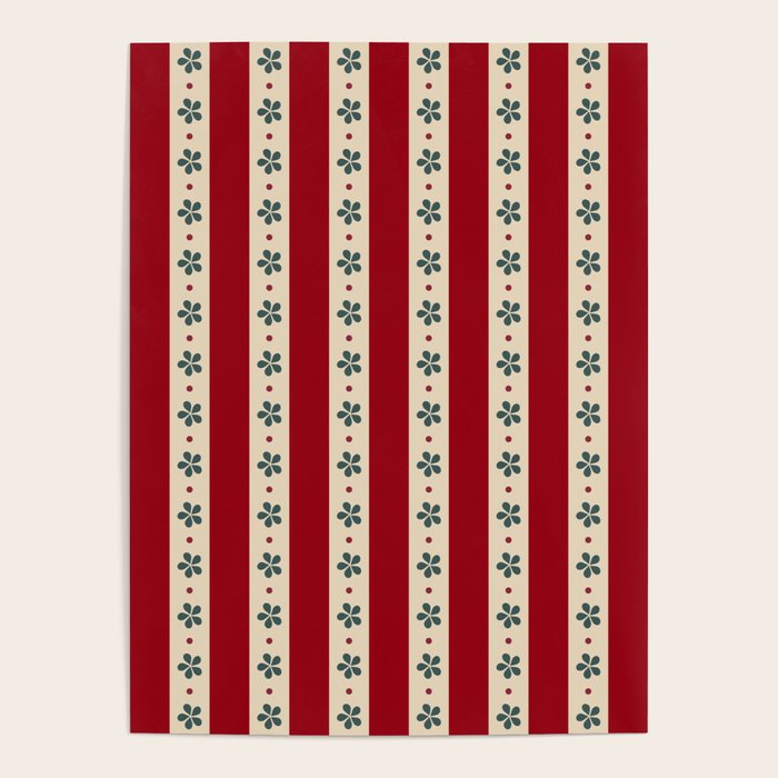 Red Stripes And Flowers Poster Gallery Image 4