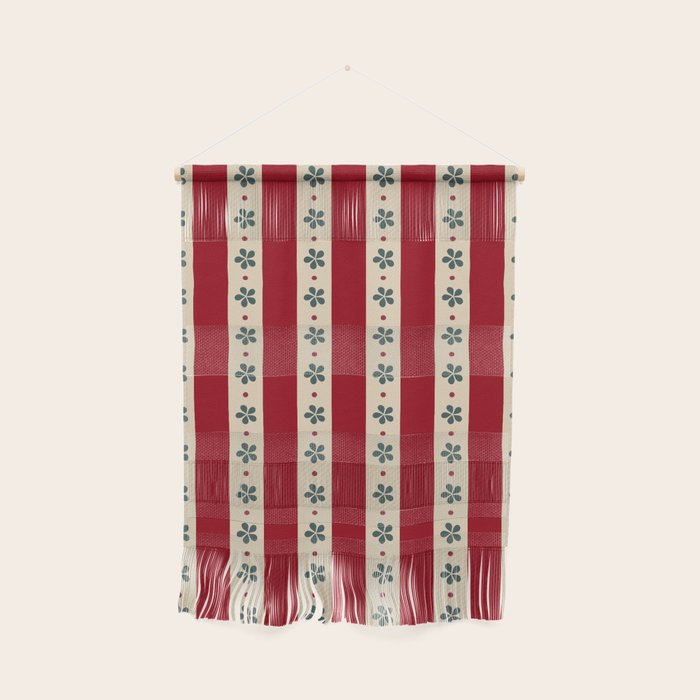 Red Stripes And Flowers Wall Hanging Gallery Image 1