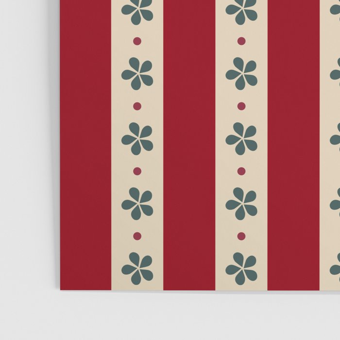 Red Stripes And Flowers Poster Gallery Image 3
