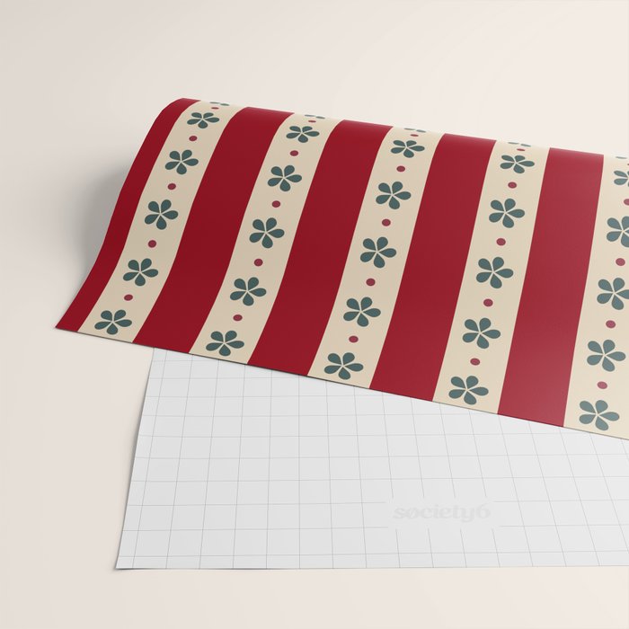 Red Stripes And Flowers Wrapping Paper Gallery Image 2