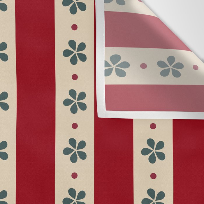 Red Stripes And Flowers Wall Tapestry Gallery Image 3