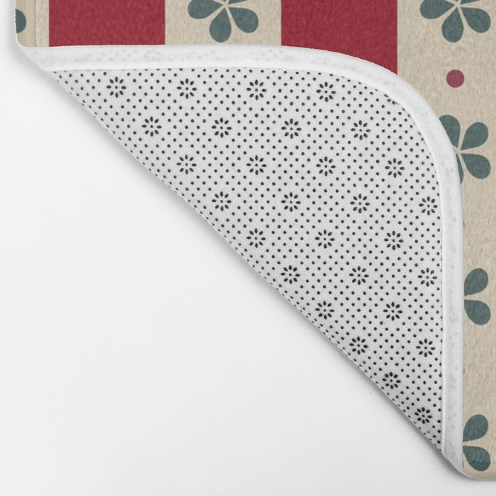 Red Stripes And Flowers Bath Mat Gallery Image 2
