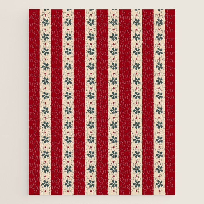 Red Stripes And Flowers Jigsaw Puzzle Gallery Image 1