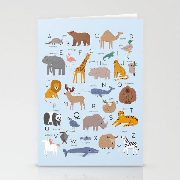 Animal alphabet in blue Stationery Card Gallery Image 1