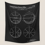 Basketball Patent - Black Wall Tapestry Gallery Image 4