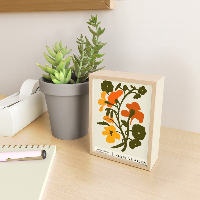Flower Market, Copenhagen, Vintage Cottagecore style Mini Art Print Gallery Image 2