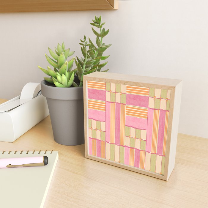 Playful Retro Geometric Pattern in Pink, Orange, and Green Mini Art Print Gallery Image 2