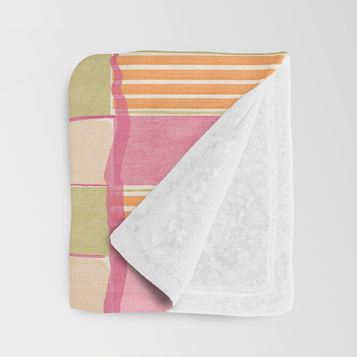 Playful Retro Geometric Pattern in Pink, Orange, and Green Throw Blanket Gallery Image 3