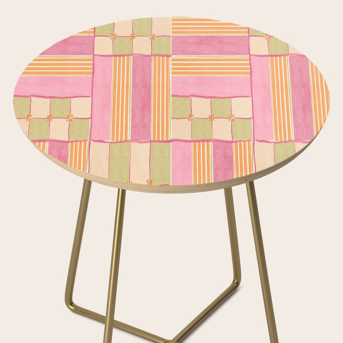 Playful Retro Geometric Pattern in Pink, Orange, and Green Side Table Gallery Image 2