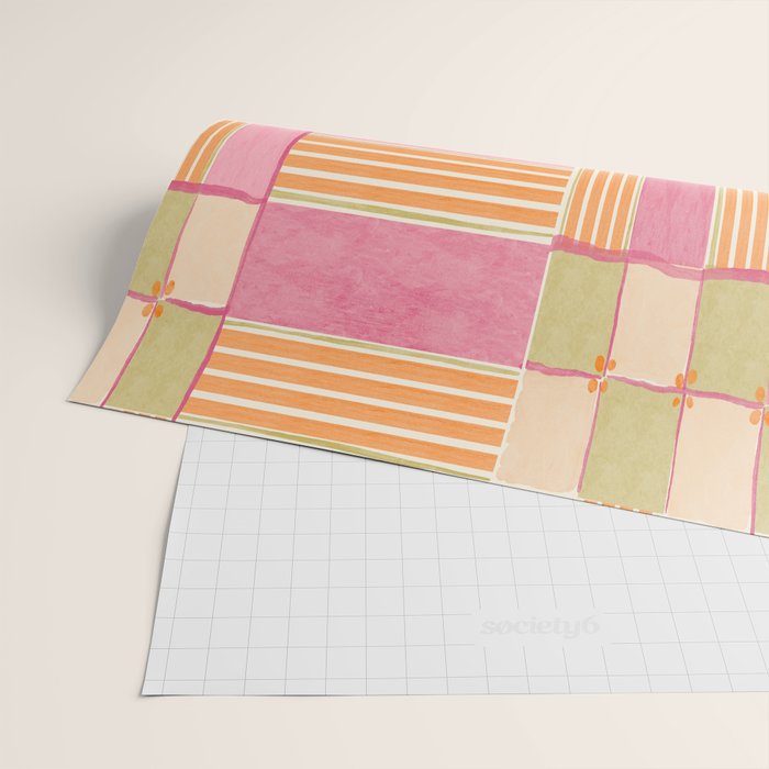 Playful Retro Geometric Pattern in Pink, Orange, and Green Wrapping Paper Gallery Image 2