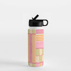 Playful Retro Geometric Pattern in Pink, Orange, and Green Water Bottle Gallery Image 1