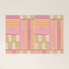 Playful Retro Geometric Pattern in Pink, Orange, and Green Welcome Mat Gallery Image 1