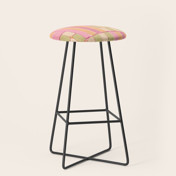 Playful Retro Geometric Pattern in Pink, Orange, and Green Stool Gallery Image 1