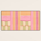 Playful Retro Geometric Pattern in Pink, Orange, and Green Desk Mat Gallery Image 3