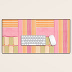 Playful Retro Geometric Pattern in Pink, Orange, and Green Desk Mat Gallery Image 1