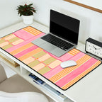 Playful Retro Geometric Pattern in Pink, Orange, and Green Desk Mat Gallery Image 2