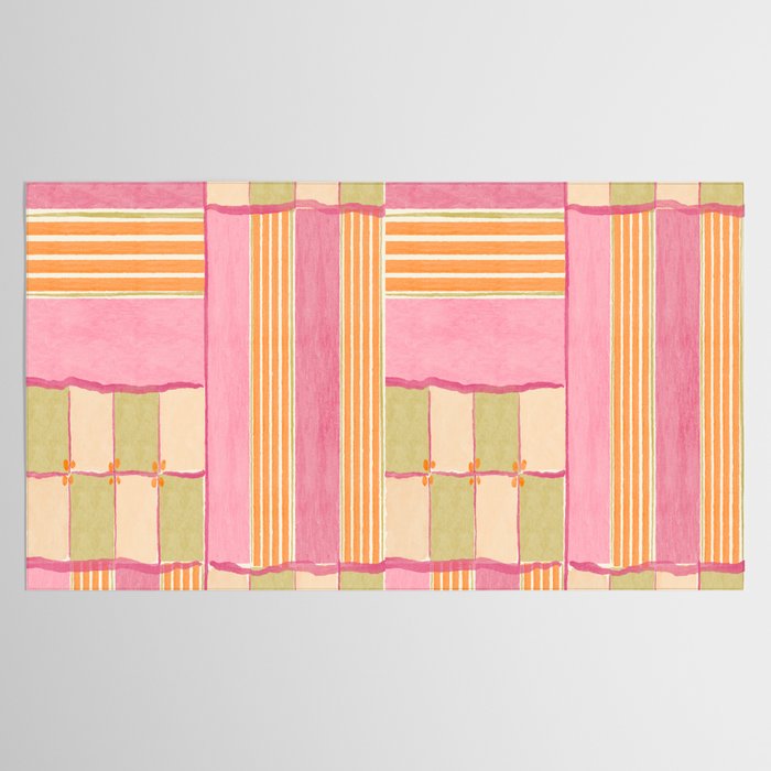 Playful Retro Geometric Pattern in Pink, Orange, and Green Tablecloth Gallery Image 2