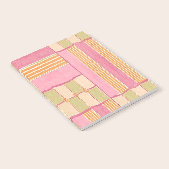 Playful Retro Geometric Pattern in Pink, Orange, and Green Notebook Gallery Image 1