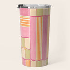 Playful Retro Geometric Pattern in Pink, Orange, and Green Travel Mug Gallery Image 3