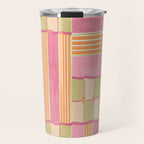 Playful Retro Geometric Pattern in Pink, Orange, and Green Travel Mug Gallery Image 1