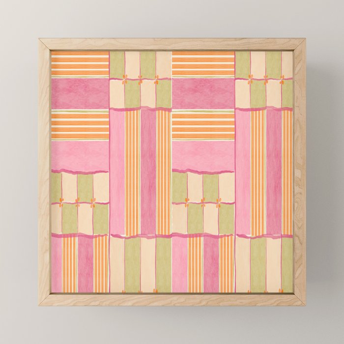 Playful Retro Geometric Pattern in Pink, Orange, and Green Mini Art Print Gallery Image 1