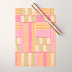 Playful Retro Geometric Pattern in Pink, Orange, and Green Wrapping Paper Gallery Image 1