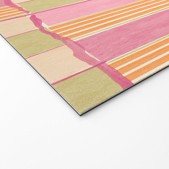 Playful Retro Geometric Pattern in Pink, Orange, and Green Welcome Mat Gallery Image 2