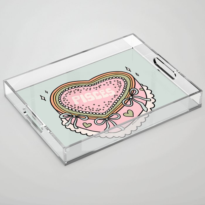 Pisces Heart Cake Acrylic Tray Gallery Image 1