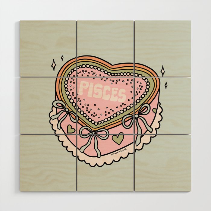 Pisces Heart Cake Wood Wall Art Gallery Image 1