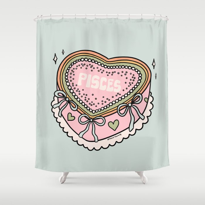 Pisces Heart Cake Shower Curtain Gallery Image 1