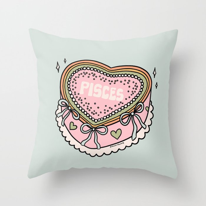 Pisces Heart Cake Throw Pillow Gallery Image 6