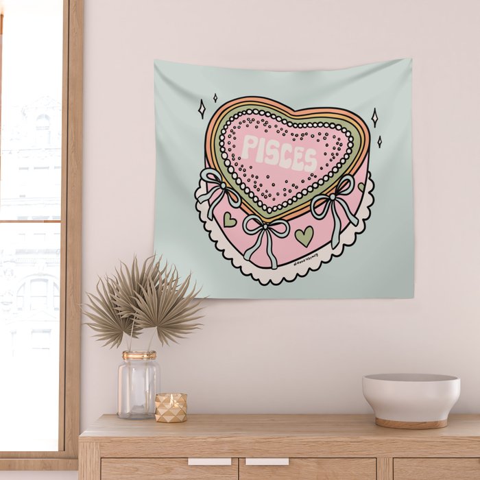 Pisces Heart Cake Wall Tapestry Gallery Image 2