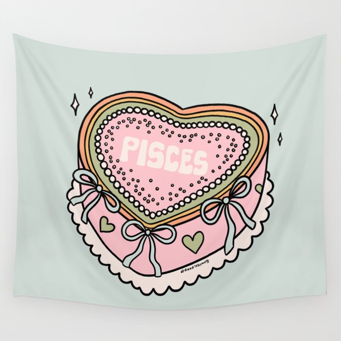 Pisces Heart Cake Wall Tapestry Gallery Image 1