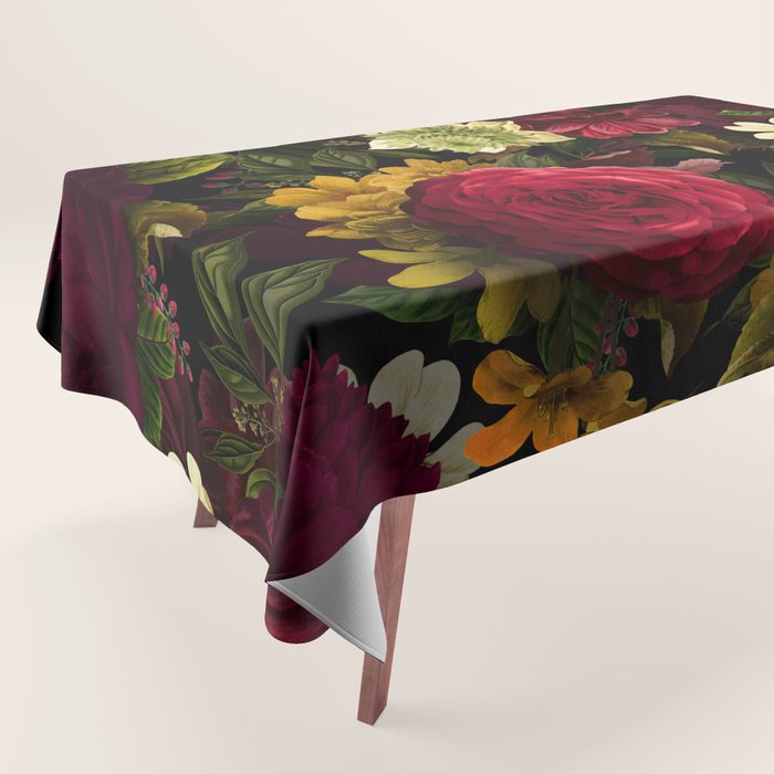 Dutch Midnight Vintage Red Roses Garden Tablecloth Gallery Image 1