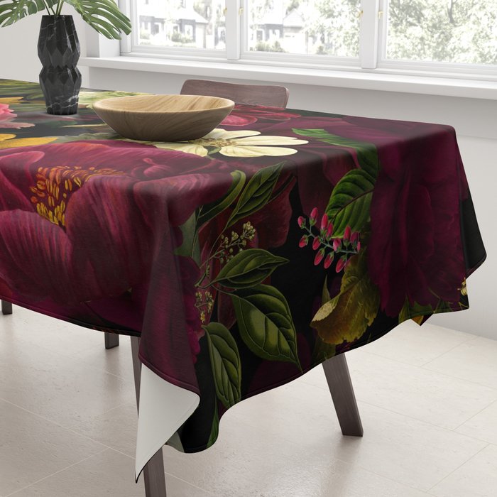 Dutch Midnight Vintage Red Roses Garden Tablecloth Gallery Image 3