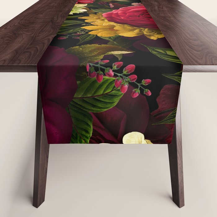 Dutch Midnight Vintage Red Roses Garden Table Runner Gallery Image 1