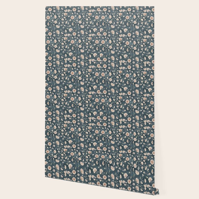 Ditsy Block Print Trailing Floral - Midnight Wallpaper Gallery Image 2