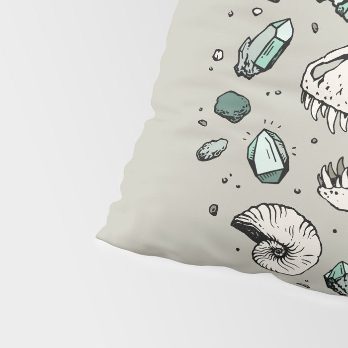 Geo-rex Vortex | Aquamarine | Dinosaur Skull Fossil Art Pillow Sham Gallery Image 4