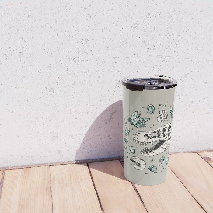 Geo-rex Vortex | Aquamarine | Dinosaur Skull Fossil Art Travel Mug Gallery Image 4