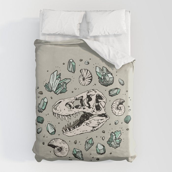Geo-rex Vortex | Aquamarine | Dinosaur Skull Fossil Art Duvet Cover Gallery Image 6