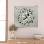 Geo-rex Vortex | Aquamarine | Dinosaur Skull Fossil Art Wall Tapestry Gallery Image 2