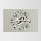 Geo-rex Vortex | Aquamarine | Dinosaur Skull Fossil Art Rug Gallery Image 2