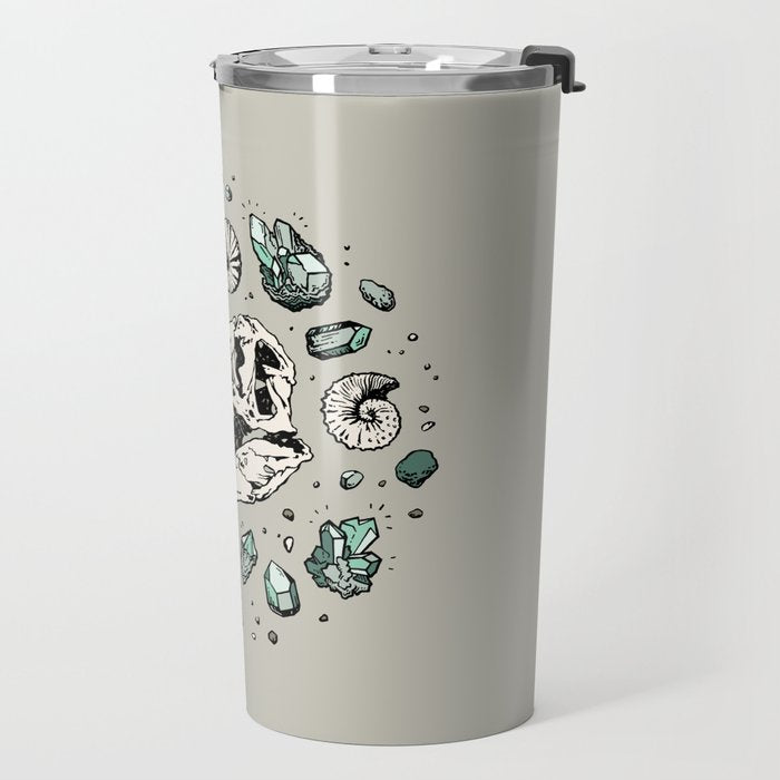 Geo-rex Vortex | Aquamarine | Dinosaur Skull Fossil Art Travel Mug Gallery Image 2