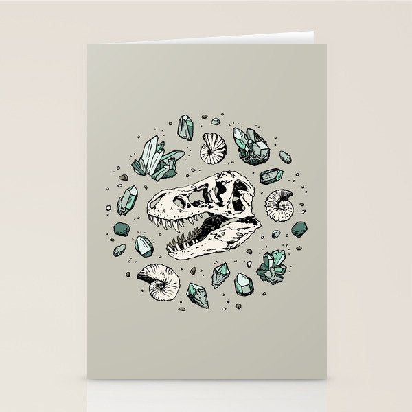 Geo-rex Vortex | Aquamarine | Dinosaur Skull Fossil Art Stationery Card Gallery Image 2