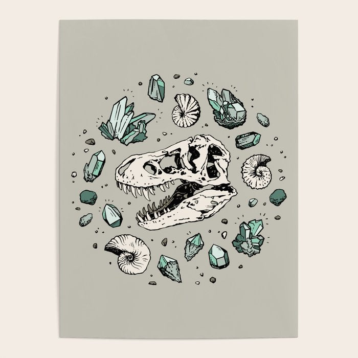 Geo-rex Vortex | Aquamarine | Dinosaur Skull Fossil Art Poster Gallery Image 4