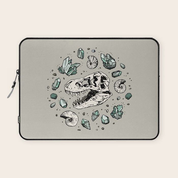 Geo-rex Vortex | Aquamarine | Dinosaur Skull Fossil Art Laptop Sleeve Gallery Image 1
