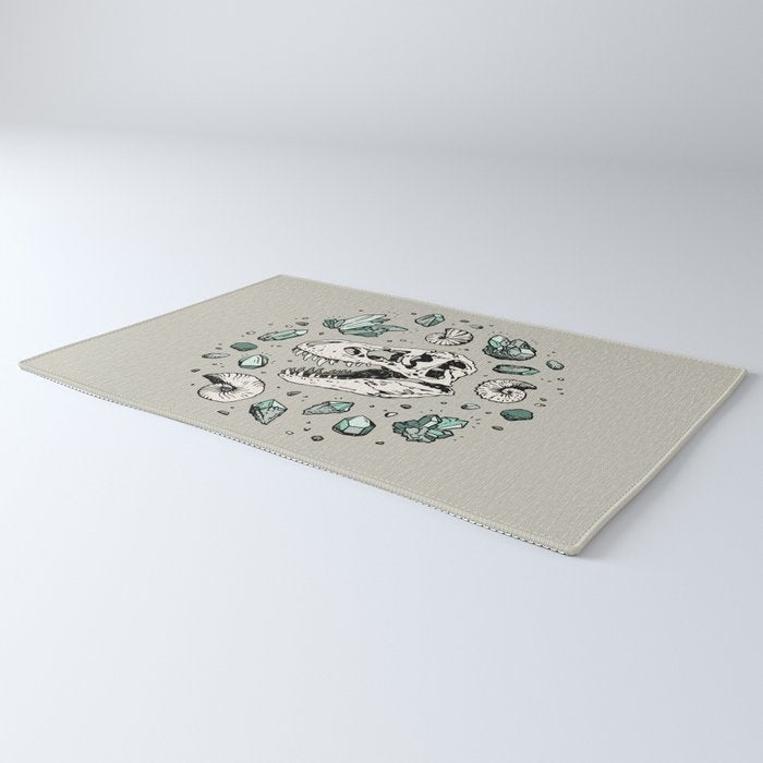 Geo-rex Vortex | Aquamarine | Dinosaur Skull Fossil Art Rug Gallery Image 3