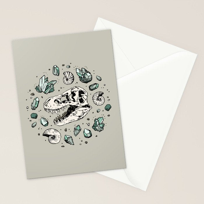 Geo-rex Vortex | Aquamarine | Dinosaur Skull Fossil Art Stationery Card Gallery Image 2