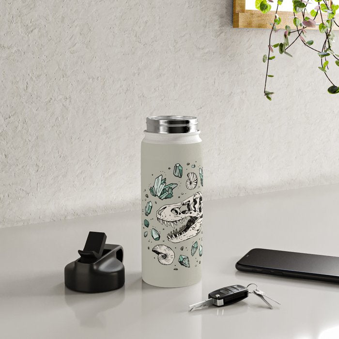 Geo-rex Vortex | Aquamarine | Dinosaur Skull Fossil Art Water Bottle Gallery Image 4